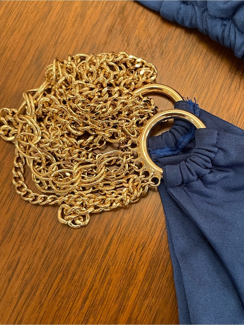 NWT beach bunny bikini Gold Chain Accent Navy Triangle Bikini Set - Women Swim - Picture 7 of 9